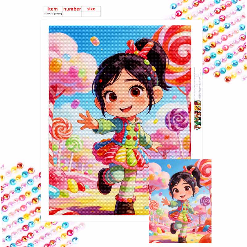 Disney Vanellope von Schweetz candy land diamond painting art painting handmade diy5D home decoration gift Round 20x30cm