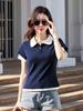 Spring/Summer 2026 Korean Style Women's Slim Fit Cotton T-shirt with Double Layer Sleeves