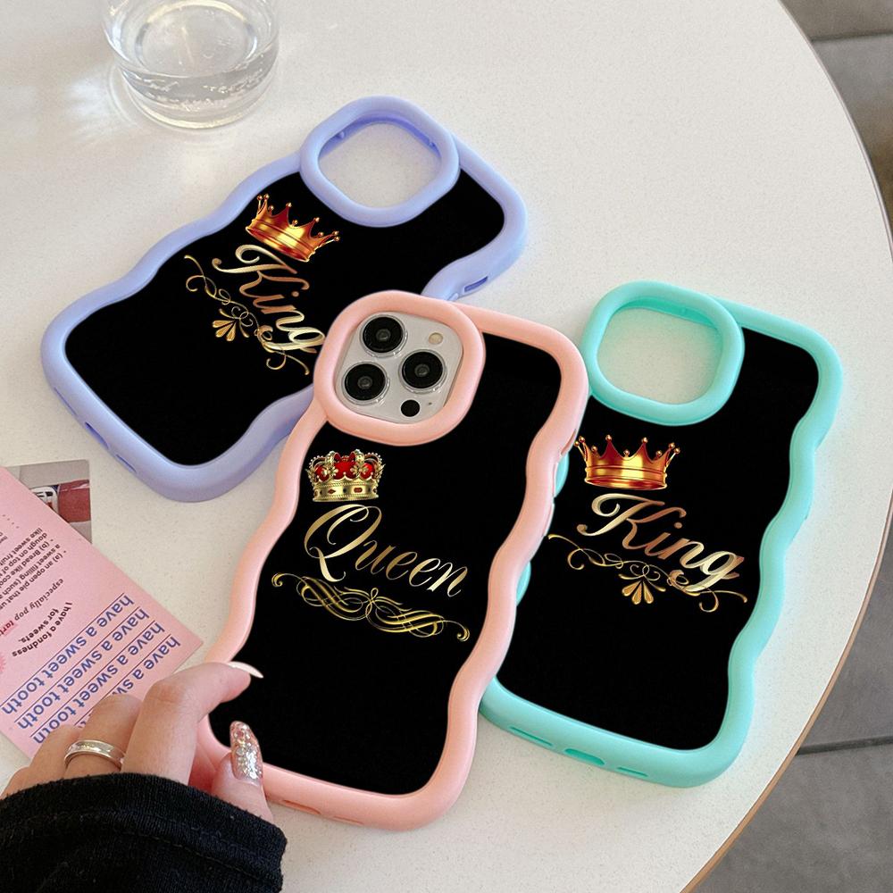 Чехлы для телефонов N84 King Queen Couples Macaron Wavy Edge для iPhone 16 Pro — фото 3