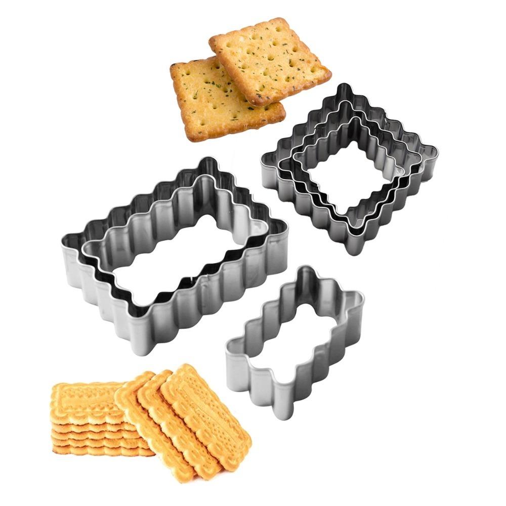 6Pcs Stainless Steel Blessing Frame Biscuit Mold Wave Cookie Cutter Kindergarten