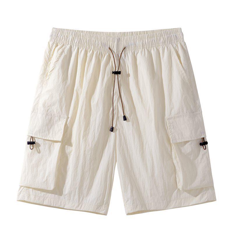 Men's Ice Silk Casual Shorts – Trendy Summer Five-Point Workwear, Plus Size, Straight-Leg, Mid-Length Beach Sports Shorts