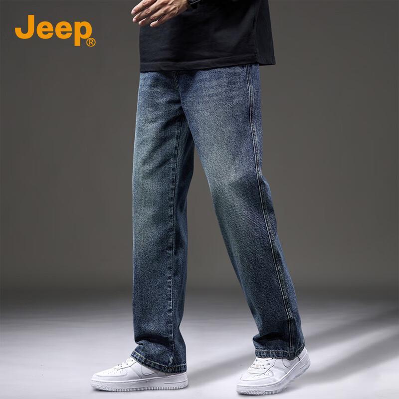 Jeep Men's Casual Retro Straight-Leg Jeans