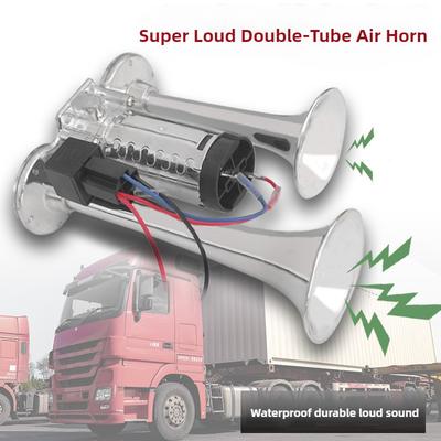 12V/24V צופר אוויר סופר עוצמתי עם שני צופרים עמיד למים משולב משאבה חשמלית לרכב צופר משאבת אוויר למשאית צופר אוויר