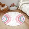 Colorful Round Rug for Nursery Rainbow Washable Rug for Playroom Kids Rug Non-Slip Bedroom Carpet for  Teepee Princess Castle