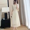 Elegant Mid-Length Chiffon Dress - Summer 2025, Round Neck, Slimming, Flattering Fit