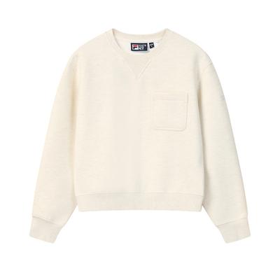 Branca Quente Minimalista Moda Casual Tendência Confortável Versátil Moletom Tops Femininos Bege Cinza F11W613203FBG