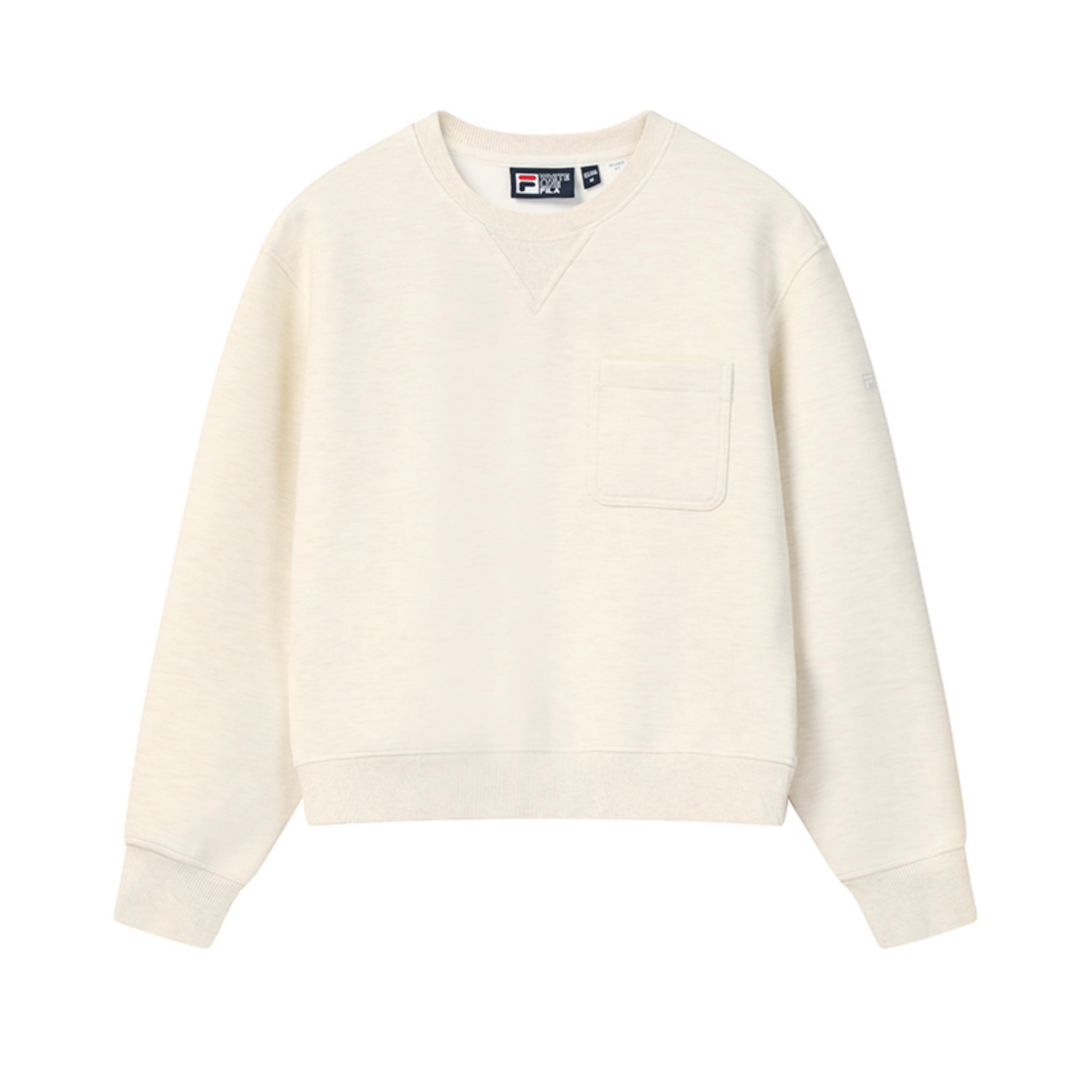 

Fila White Warm Minimalist Fashion Casual Trendy Comfortable Versatile Sweatshirt Women tops Beige Gray F11W613203FBG 2XL