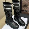 Long Boots Embroidered Leather Retro Color Matching Knight Boots Women