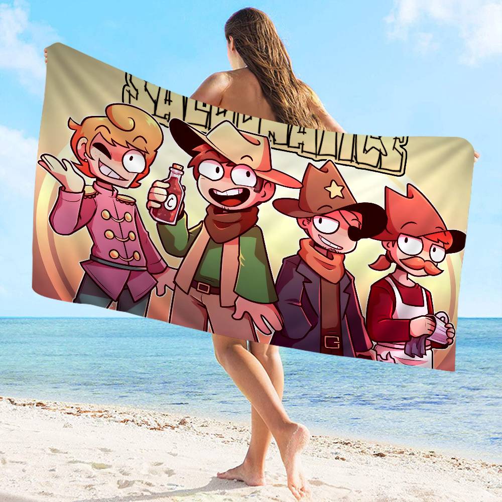 Animated Eddsworld Microfiber Blanket Quick Drying Beach Towels Oversized Printing Super Absorbent Pool Towel Blanket