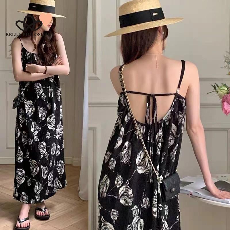 Rochie cu bretele fără spate în stil francez, fără mâneci, în stil Hepburn, de vară, ocazională, rochie midi