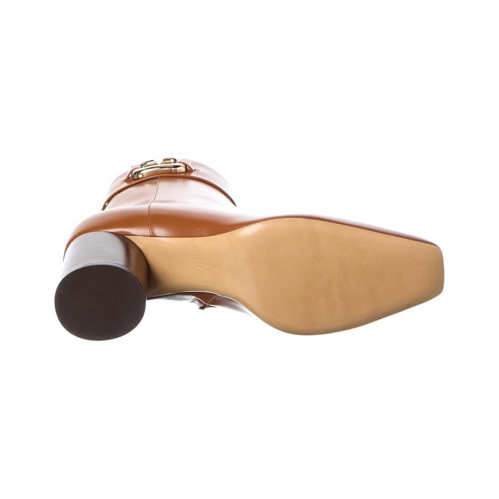 Salvatore Ferragamo Ferragamo Placida Leather Bootie Brown