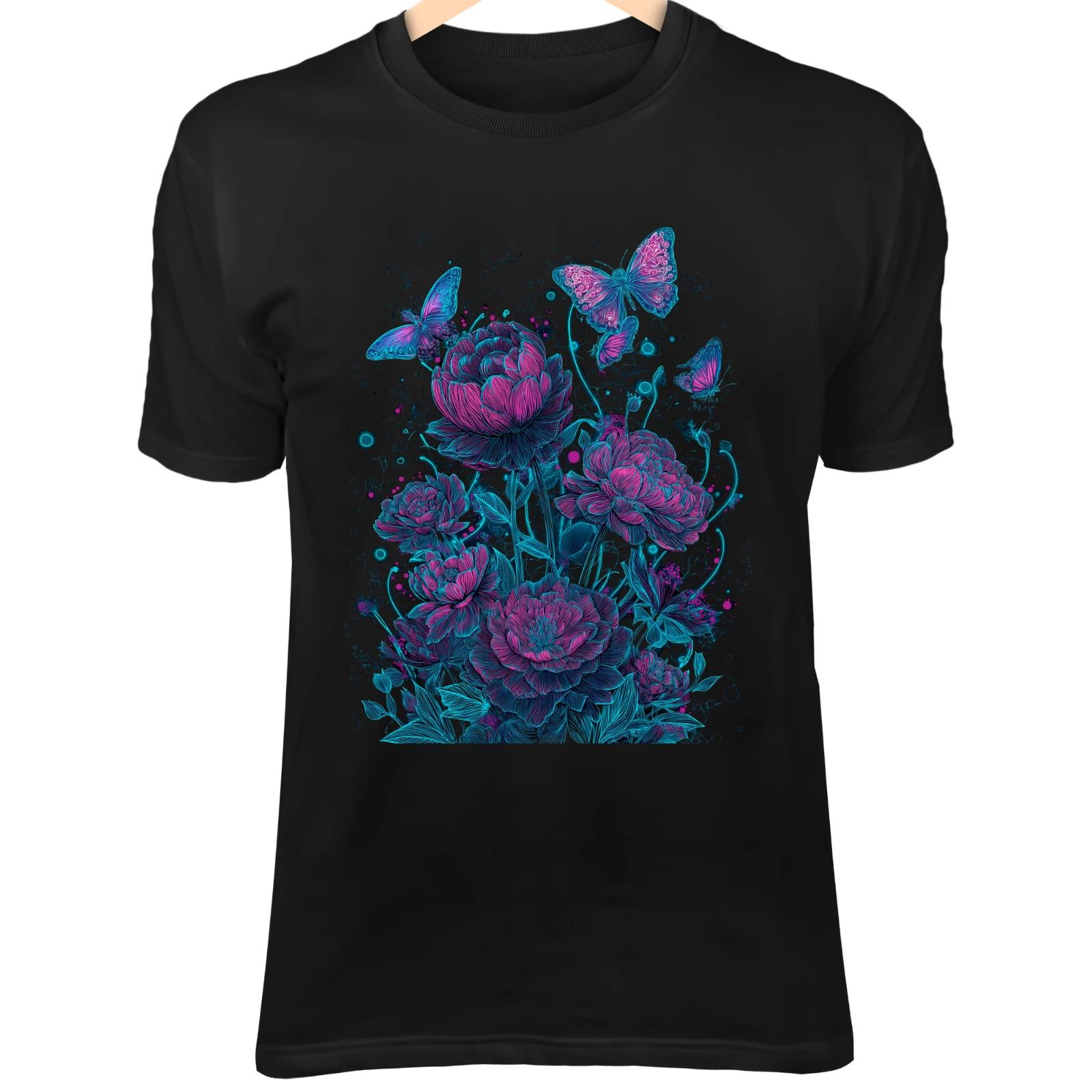 Cyberpunk Neon Meadow - Wild Flowers, Geometric Vines & Glowing Butterflies XL