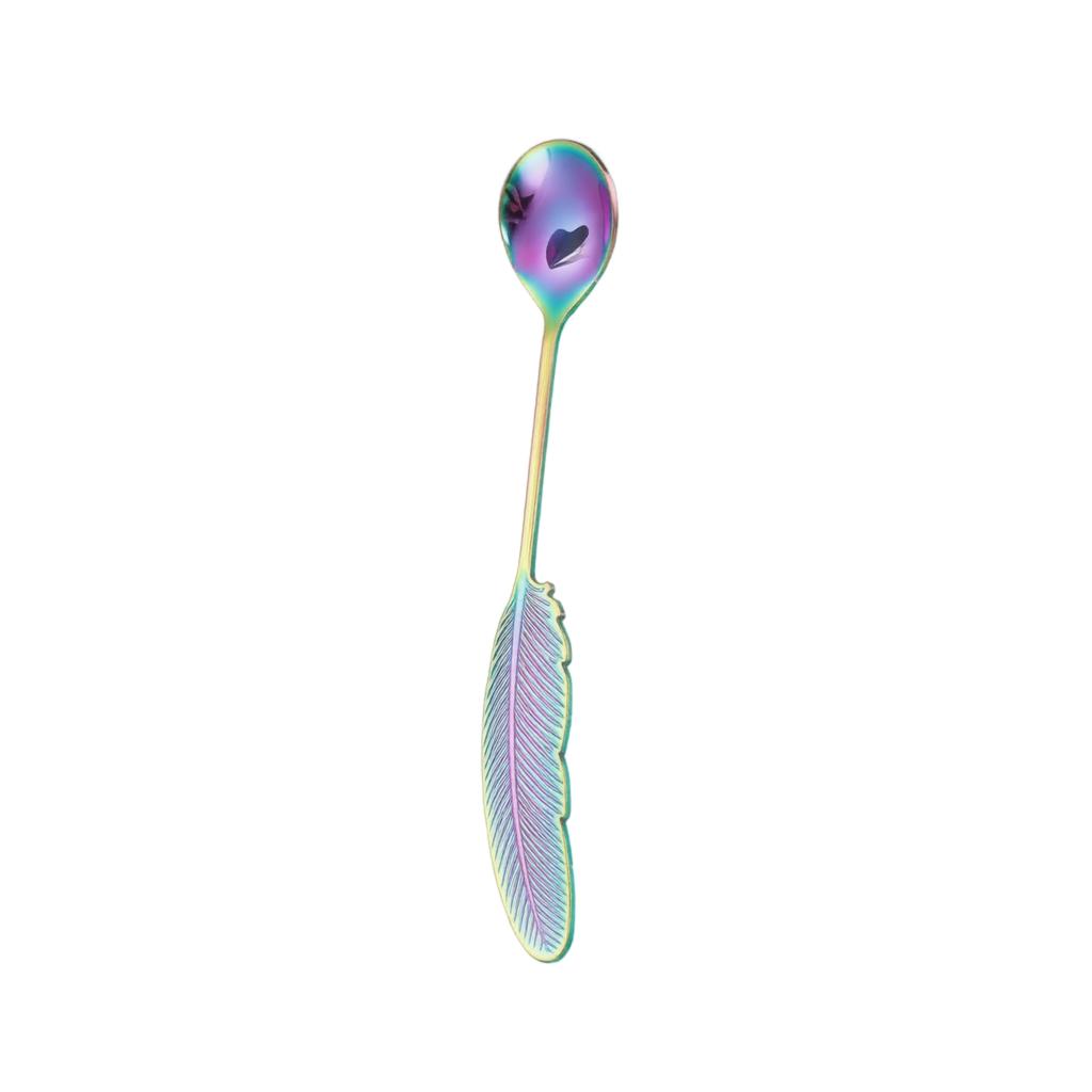 304 Stainless Steel Feather Handle Coffee Spoon Dessert Spoon Durable Flatware Tableware for Kitchen Dining and Beverage Use