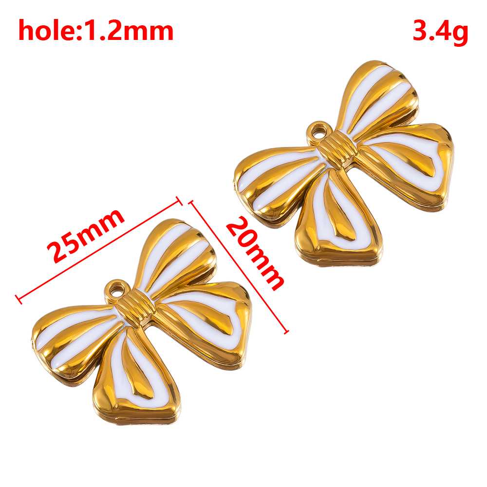 2pcs Stainless Steel Flower Pendant Cute Butterfly Love Heart Bow Design Necklace Earring Charm for Jewelry Making Birthday Gift