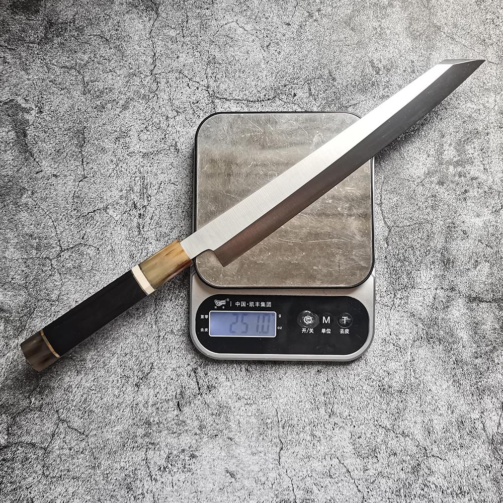 Coltello per Sashimi Lama a Filo Singolo Affilato Coltello da Chef per Affettare il Pesce Sushi Kiritsuke Coltelli da Cucina Giapponesi Manico in Ebano e Corno