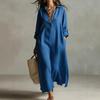 Spring And Summer Solid Color Lapel Casual Long-sleeved Shirt Long French Dress