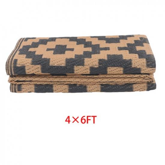 Waterproof Outdoor Rug 4x6 ft Patio Rug Mat Reversible Plastic Camping Rugs