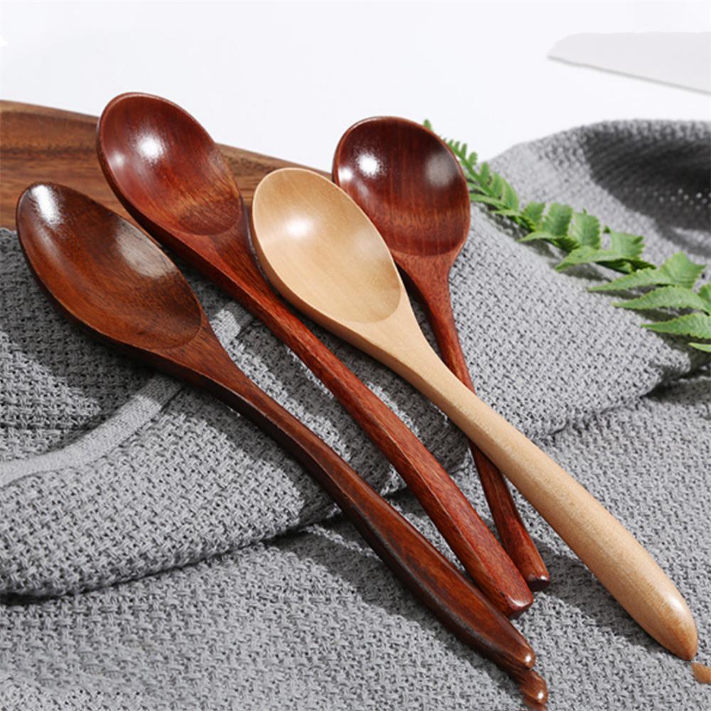 Retro Long Handle Wooden Spoon Tableware Kitchen Cooking Utensil Tools Soup Tea Spoon Catering Cooking Tool Coffee Soup Teaspoon