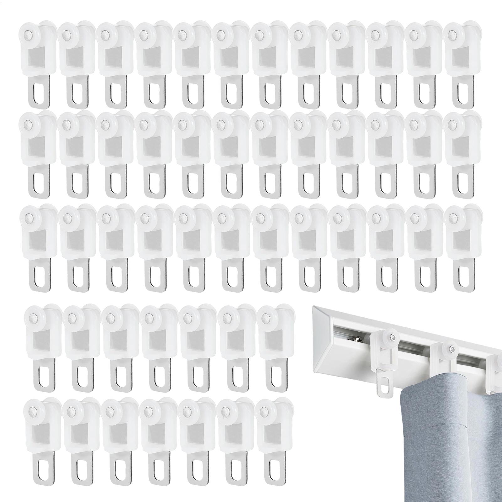 

50 Pieces Curtains Track Rollers Silent Smoothing Rust Resistant Shower Curtains Track Gliders For Kitchen Home Bathroom Bedroom China Mainland