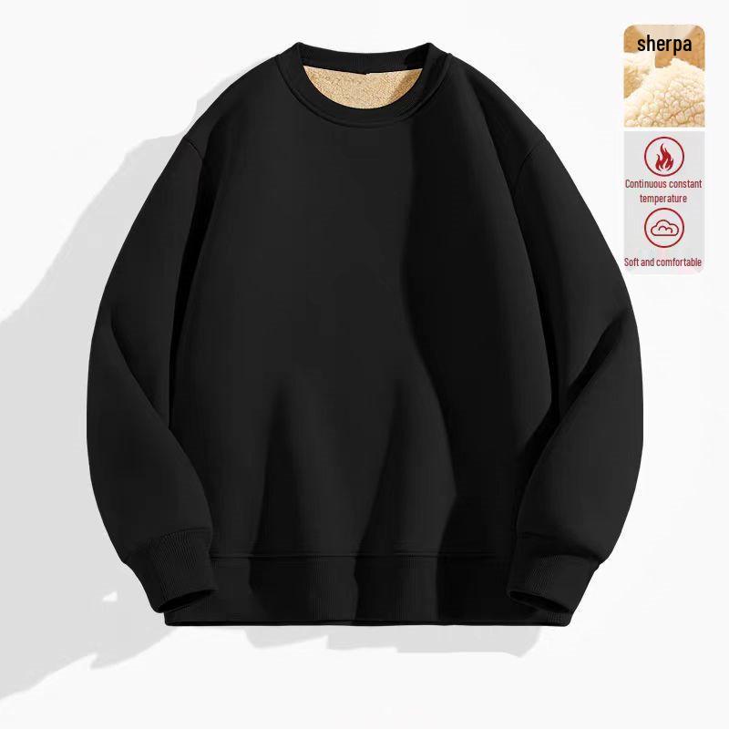 Unisex Lambswool Fleece-Lined Hoodie - Round Neck, Plus Size, 2024 Autumn/Winter Collection, Cozy and Thickened.