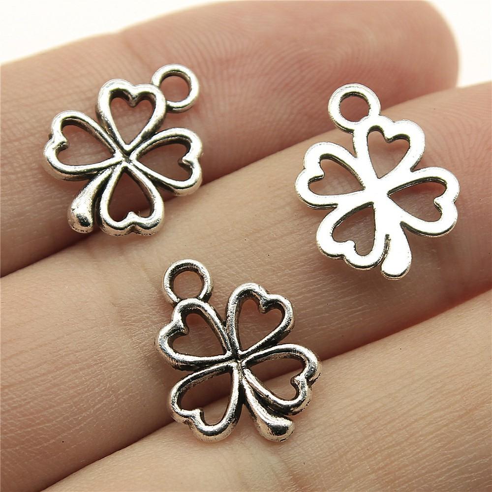 20pcs Clover Pendant Charms Antique Silver Color Lucky Clover Charms Jewelry DIY Clover Lucky Charms For Bracelet Making