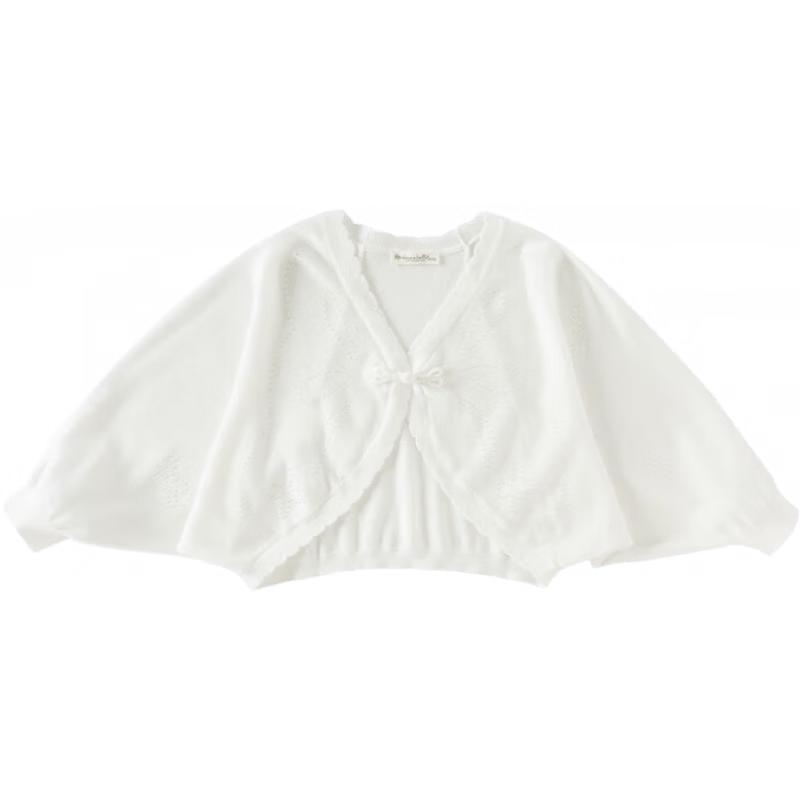 DAVEBELLA Girls  Lyocell White Thin Summer Cardigan 110 cm