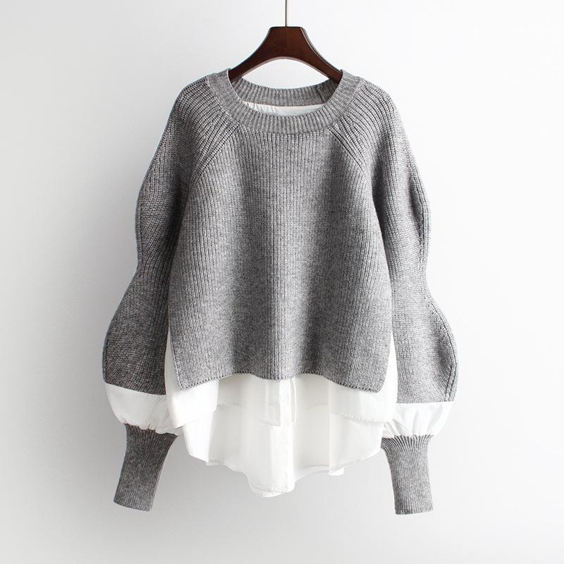 2025 European Autumn/Winter Patchwork Sweater: Chic Two-Piece Style Women's Knitwear