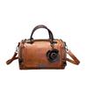 Women's Trendy Retro Cowhide Handbag, Versatile Large Single Shoulder Crossbody Pillow Boston Bag