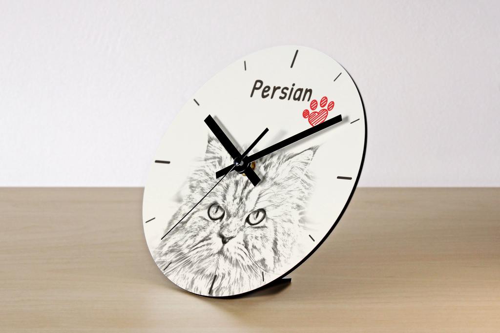 Persian – Wall clock with a cat, shelf clock with a print | Art-Dog