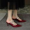New Summer Rhinestone Glitter Sandals Women Pointed Toe Slip On Mules Flat Shoes Open Back Slippers