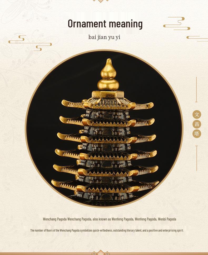 Wenchang Pagoda Resin Figurine: Thirteen-story Ornament for Living Room, Office, or Study Desk