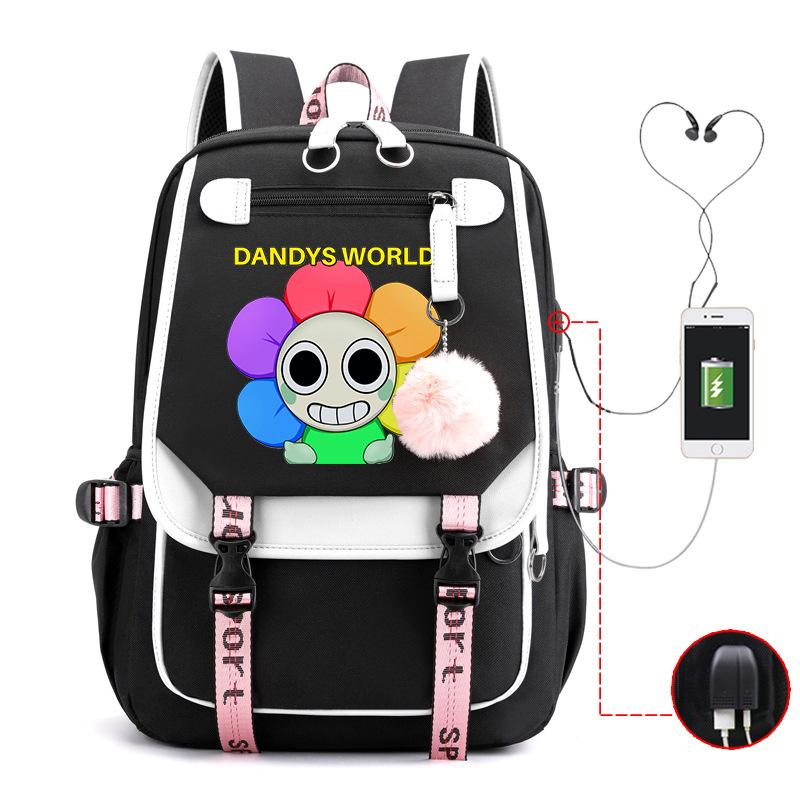 New 2025 Cartoon Game Printing Primary School Bag Large Capacity Contrasting Color Neutral USB Backpack