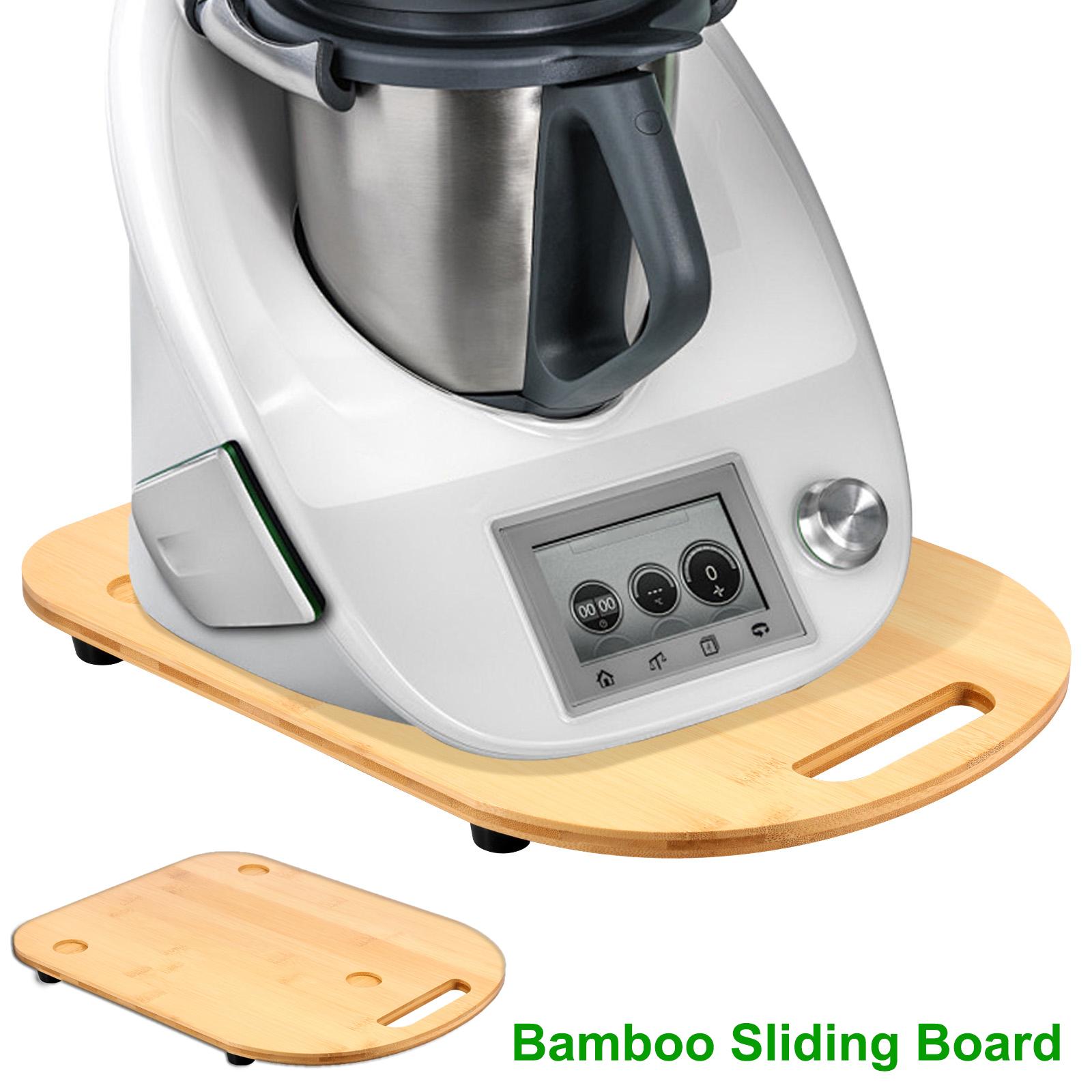 Bamboo Sliding Board with Wheels Nonslip Rubber Feet Quick Movement Rolling Board for TM5/6 Function Sliding Board Kitchen Tools