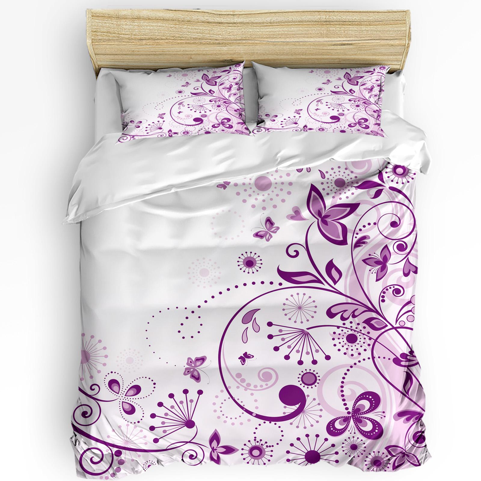 

Comforter Purple Flower Bloom Petal Art 3Pcs Bedding Set For Bedroom Double Bed Home Textile Comforter (quilt)-EU Single(135*200cm)3pcs