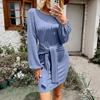 Women O-Neck  Long Sleeve Knit Stretchable Elasticity Slim Sweater Bodycons  Sweater Dress