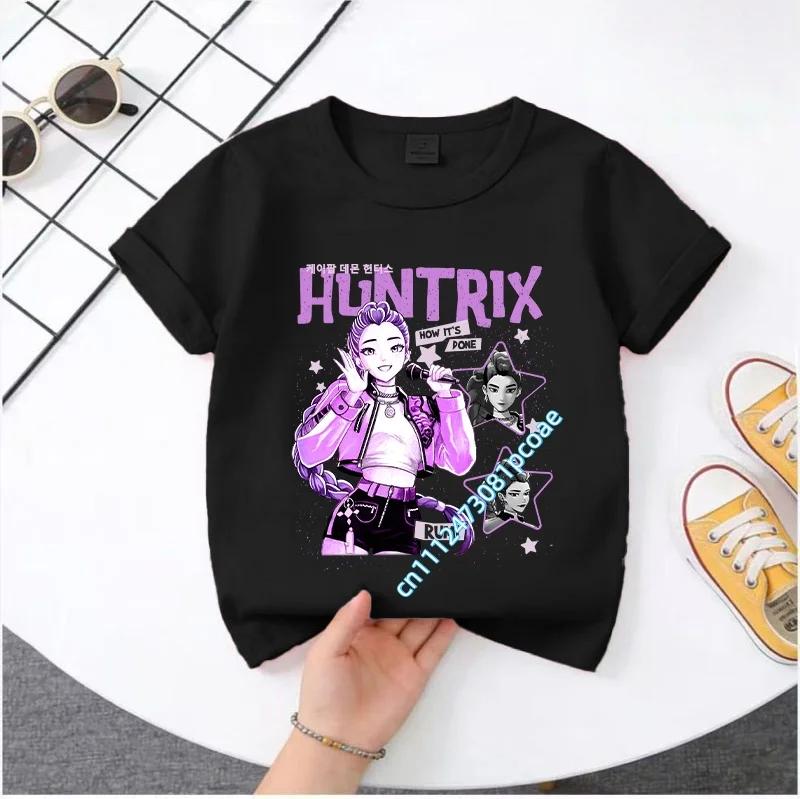 Kpop Demon Hunters Children's T Shirt Short Sleeve Saja Boys Kdis T-shirt Cute Kpop Demon Hunters Harajuku Tshirt for Boys Girls