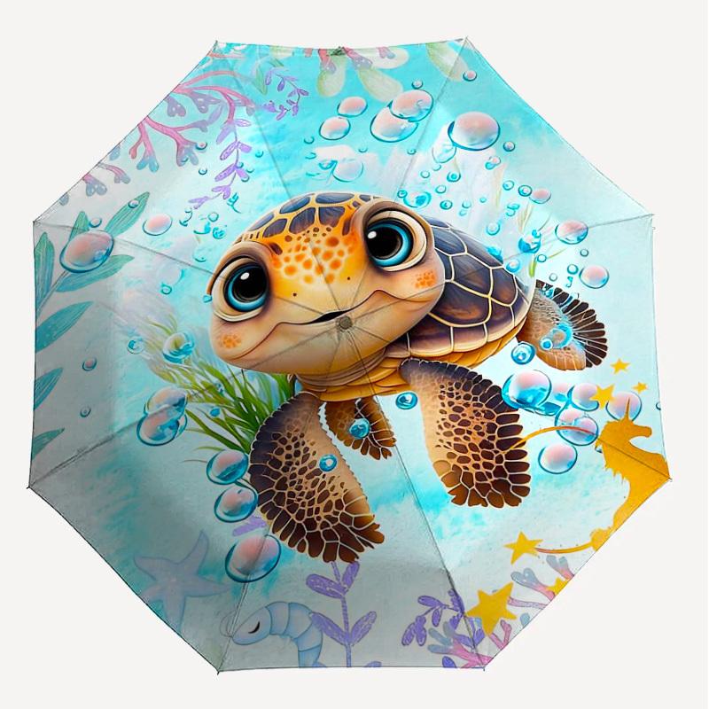 1PC Turtle Ocean Umbrella-8-Rib Reinforced Portable Folding Travel Suitable for All Seasons Outdoor Daily Use  -J0350