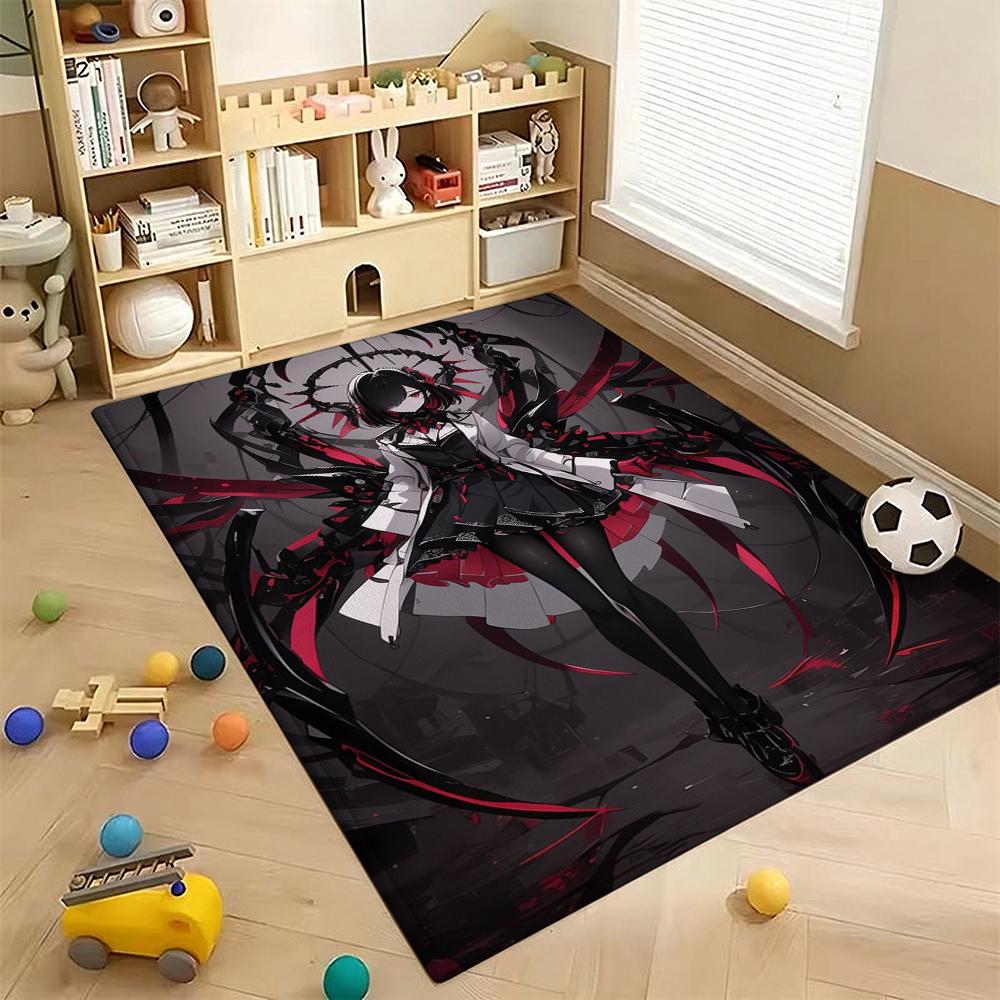 Dark Gothic Anime Girl Indoor Rug Soft Texture Nonslip Carpet For Kids Bedroom Play Area Home Party Decor Valentine'S Day Gift