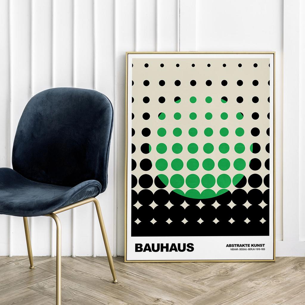 Poster Green Black Bauhaus Dots