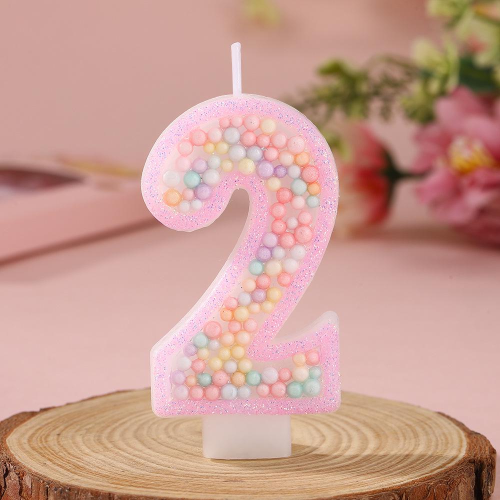Cross-border Pink Macaron Foam Balloon Birthday Cake Number Candles - Creative Party Decorations