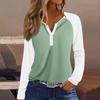 Women's T Shirt Color Block Button Long Sleeve Daily Weekend Fashion Basic V- Neck Regular Top