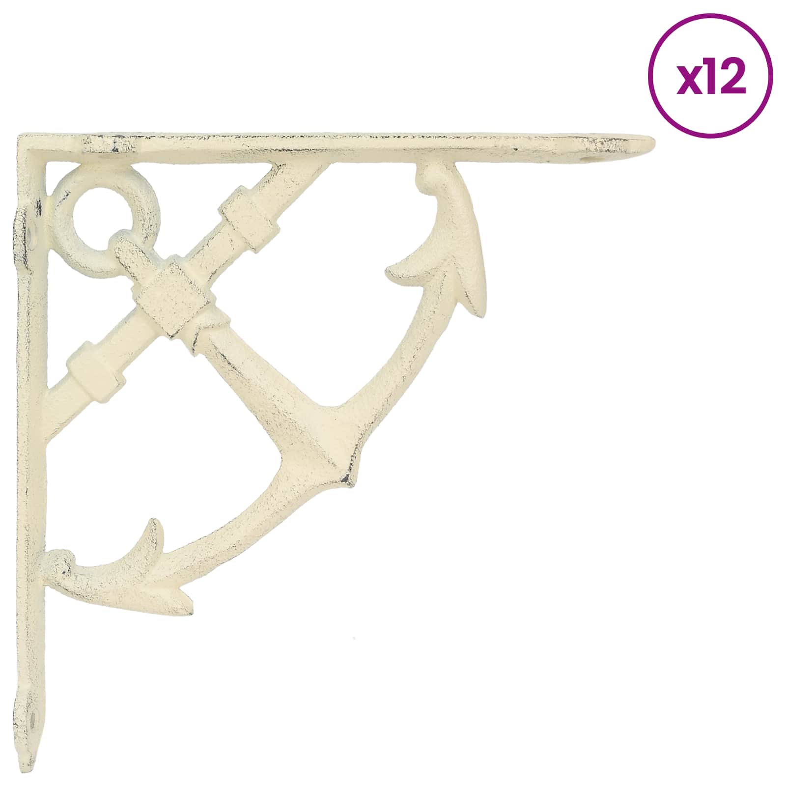 vidaXL - Wandplankbeugels - 12 - st - Antiek - wit - 10 - x - 10 - x - 3 - cm - Staal