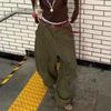 Large Size Retro Military Green Curved Knife Work Pants For Women In Street High-End Relaxed Casual Floor Pants
