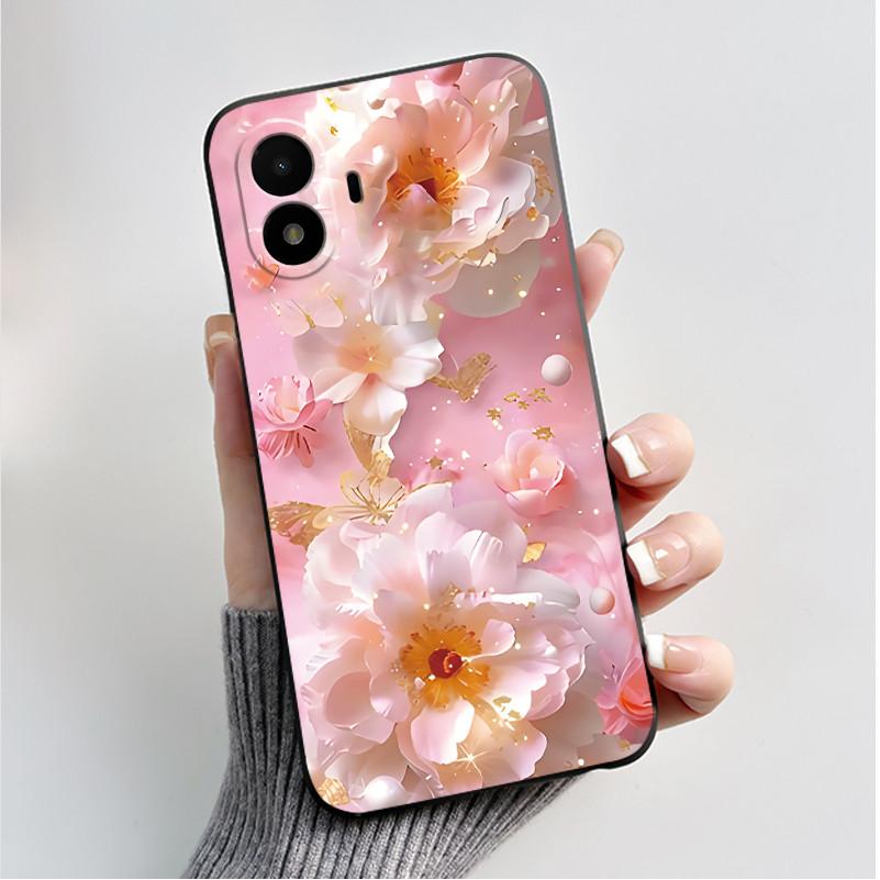 Husă de telefon imprimată pentru TCL K70 SE (T453D) Huse Capă Silicon Moale Negru Carcasă Flori Drăguțe Desene Animate Carcasă Coque