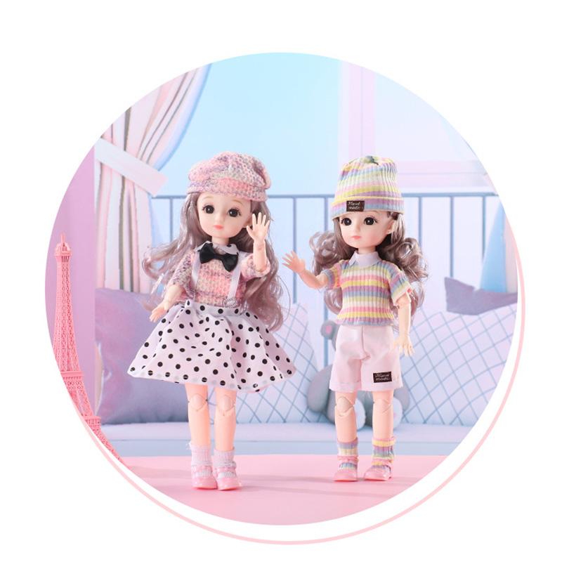 12 Inch 30Cm 1/6 Girl Bjd Dolls With Clothes Skirt Hat Headdress Dress Up Diy Toys Dollhouse Accessories Children Birthday Gifts