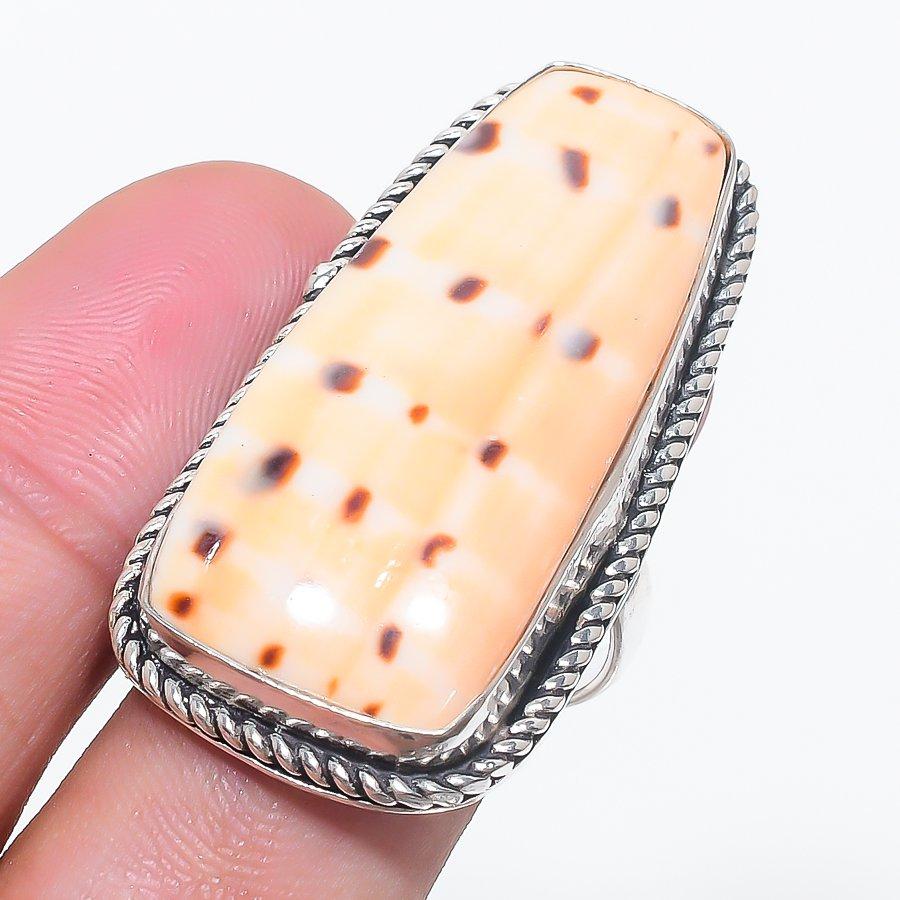 

Натуральный ракушечный драгоценный камень ручной работы 925 стерлингового серебра ювелирное кольцо размер 8 G7D59