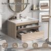 Bathroom Sink Cabinet with Drawer Modern Natural White Wood Grain Heavy Duty Lavatory Wall Mount Wash Basin Vanity Cabinet