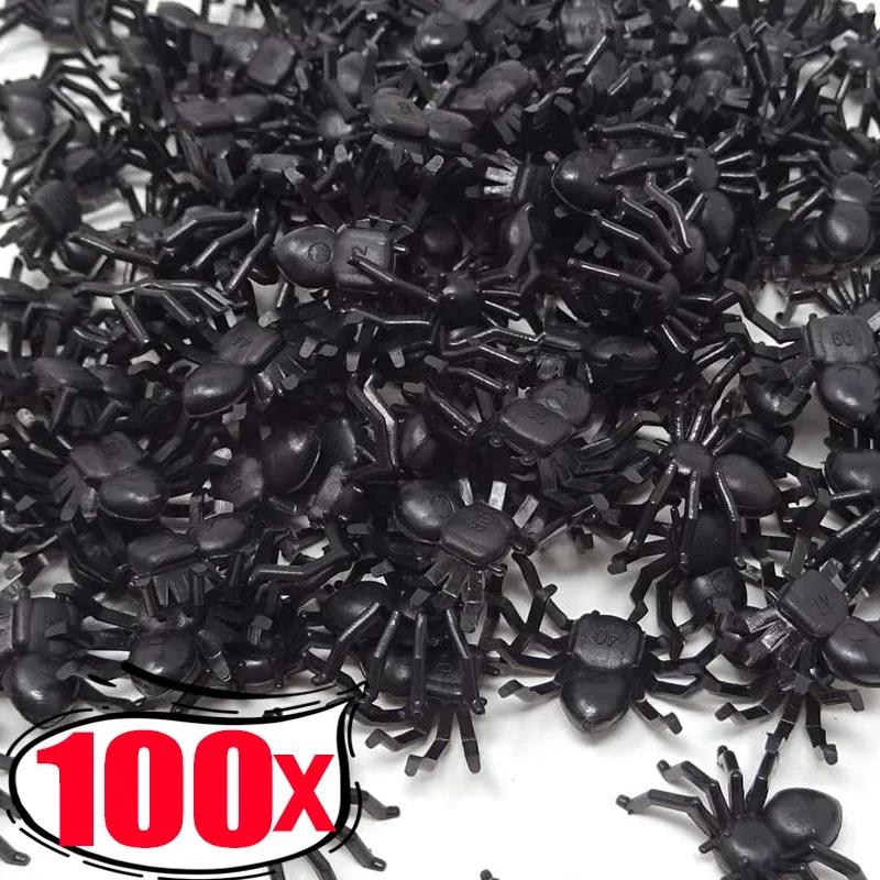 500/50pcs Black Mini Spider Horror Black Spider Simulation Haunted House Spider Decoration Kids Toy Halloween Party Decoration