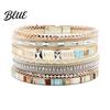 Bohemian Bracelet Braided Multi-Layered Faux Leather Rope Casual with Square