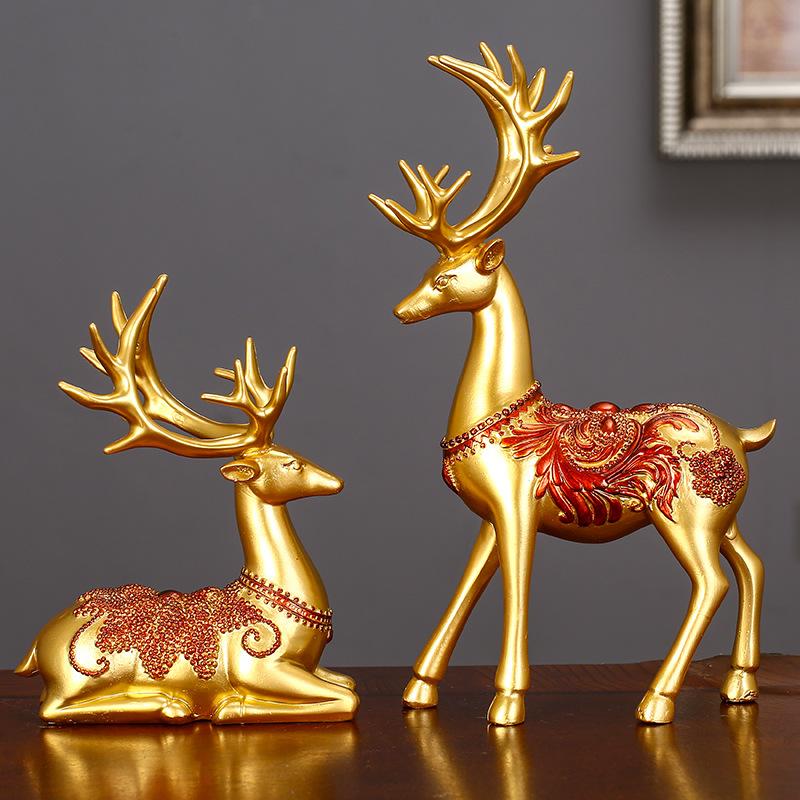 Creative Decorative Ornaments European Light Luxury Style Office Living Room Entrance Hall Wealth Deer Decoration Craft Gifts золотистый